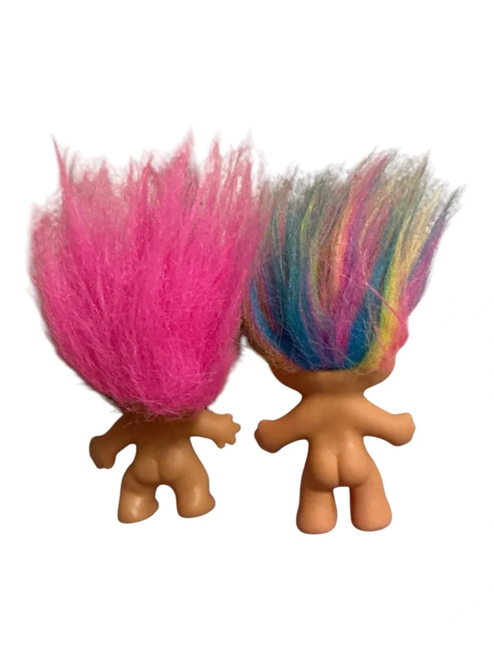 Russ Berrie Troll Dolls with Pink and Rainbow Hair